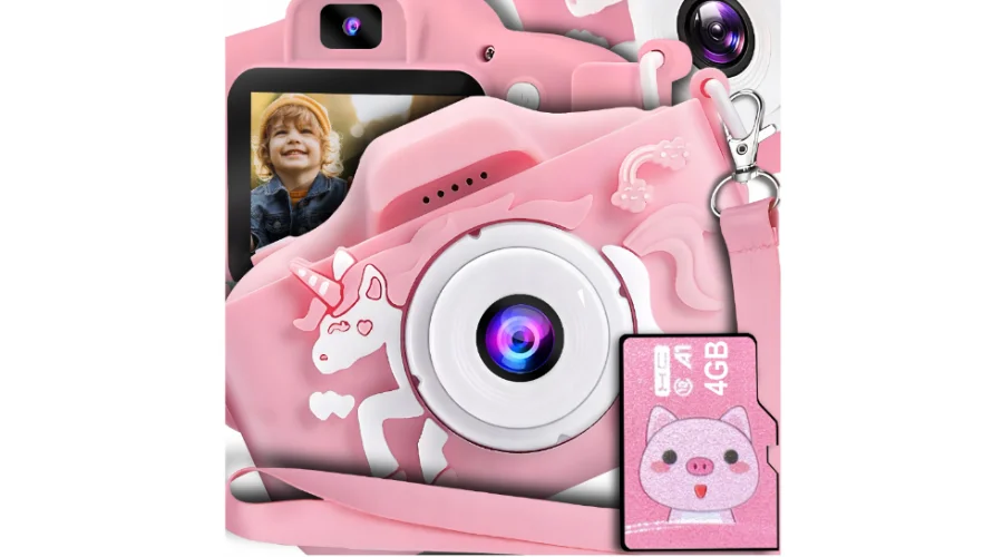 Aparat cyfrowy dla dzieci Dziecięcy jednorożec fotograficzny + karta 4 GB