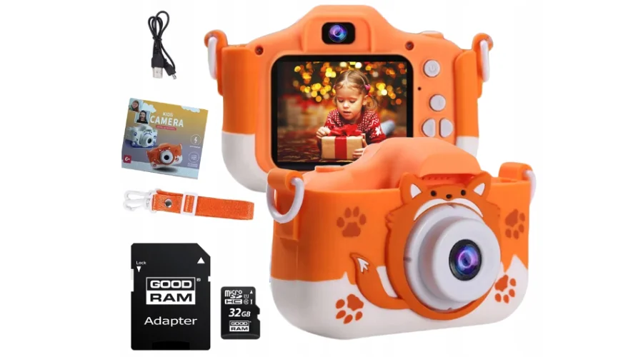 Cyfrowy aparat dla dzieci, 40 MP Selfie Fox z aparatem do selfie + karta