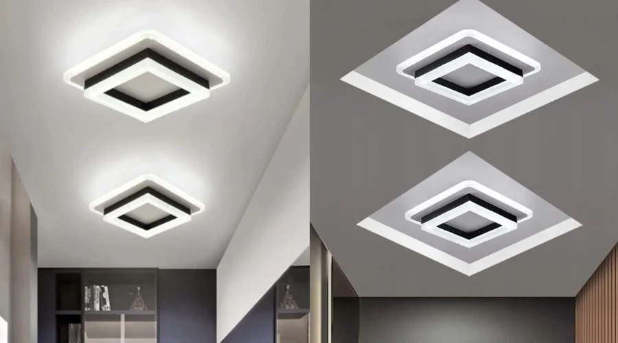 Lampa Łazienkowa Sufitowa LED Plafon - Czarny Kwadrat 24W 6500K