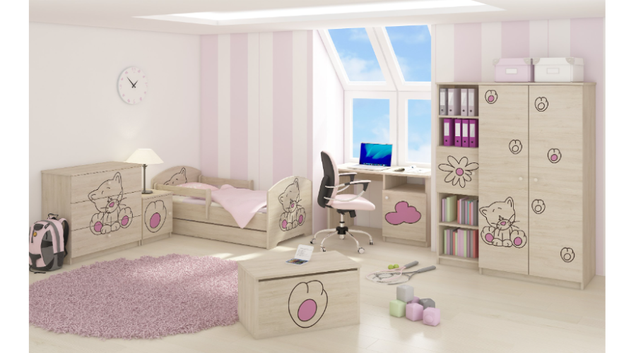 Zestaw mebli dziecięcych 140x70, zestaw 7 elementów