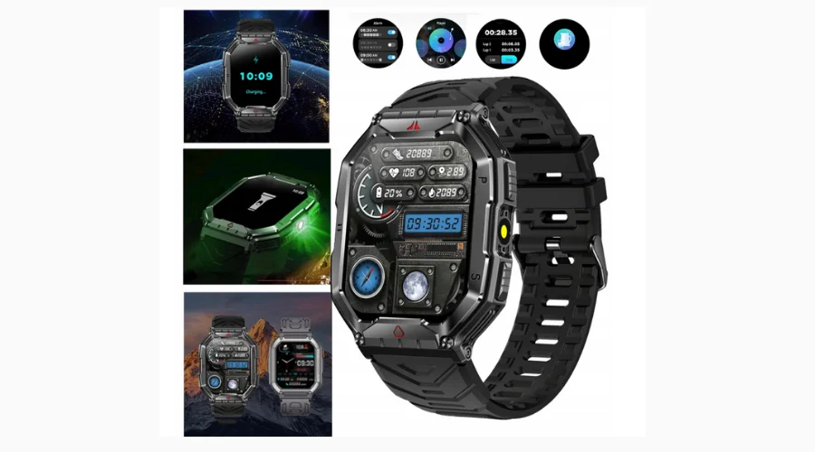 Inteligentny zegarek dla mężczyzn, tracker fitness z pulsometrem na rękę